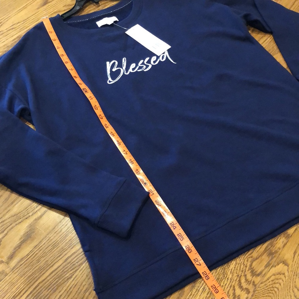 Blessed Navy Sweatshirt By New Directions Studio. New - Picture 10 of 13